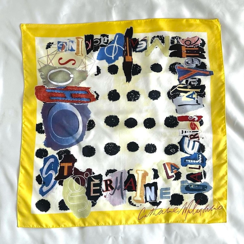 GORGEOUS Y2K COLORFUL PRINTED SILK SCARF FASHION SCARF/Yellow Multicolor-Large
